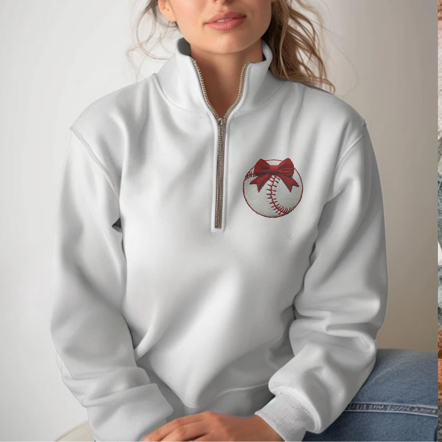 Baseball faux embroidery
