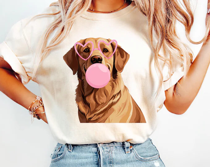 Lab dog blowing bubble