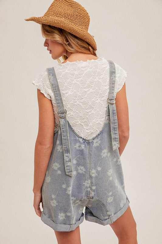 Ashley floral denim romper